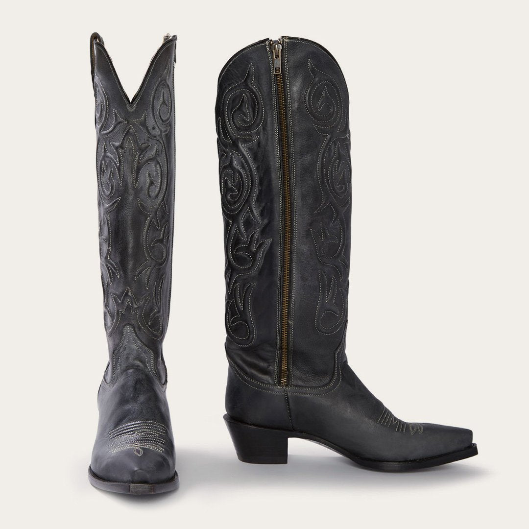 Blair Corded Side Zip Cowboy Boot Black