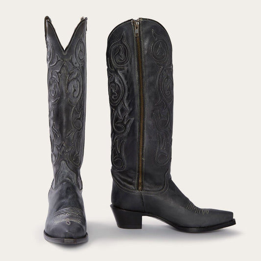 Blair Corded Side Zip Cowboy Boot Black