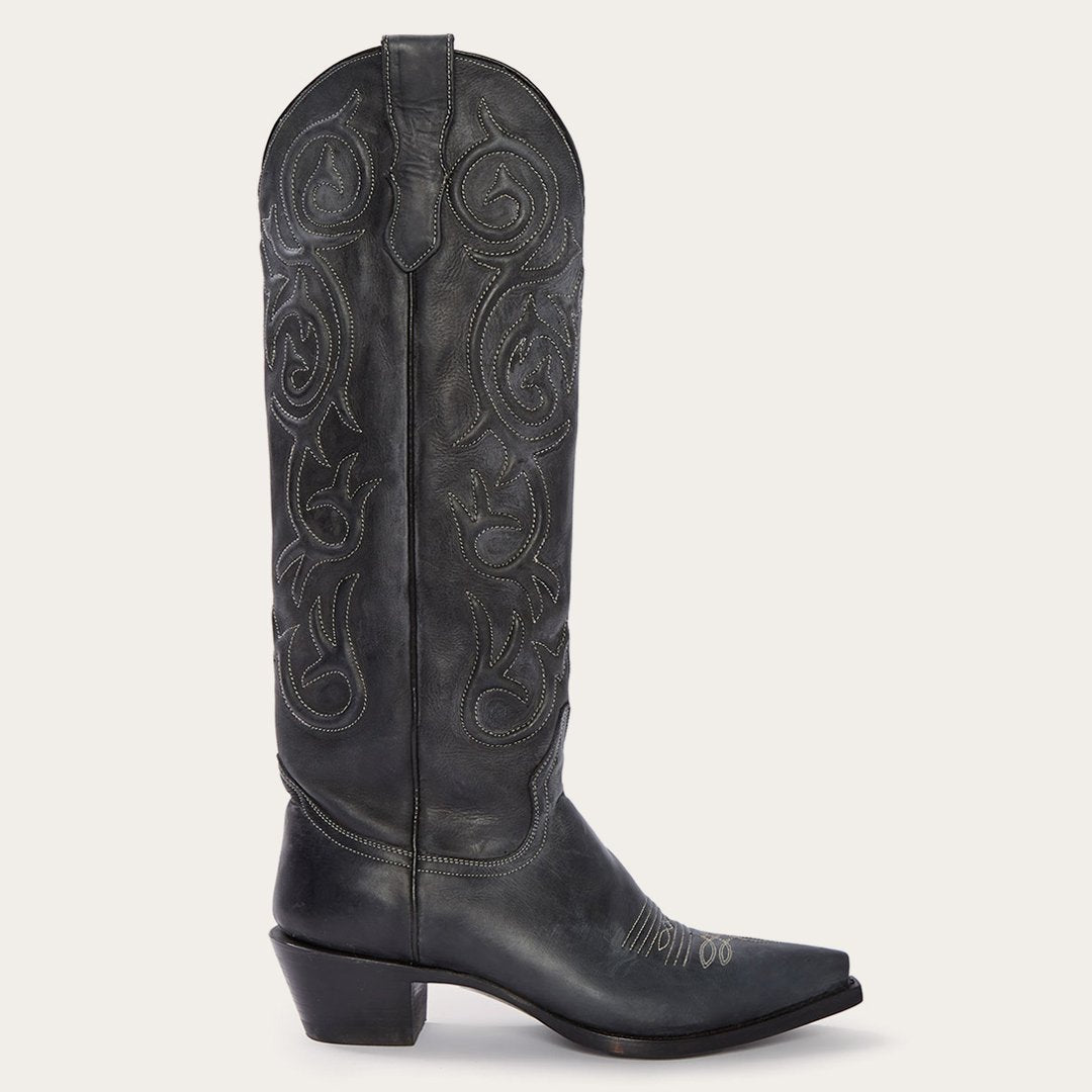 Blair Corded Side Zip Cowboy Boot Black