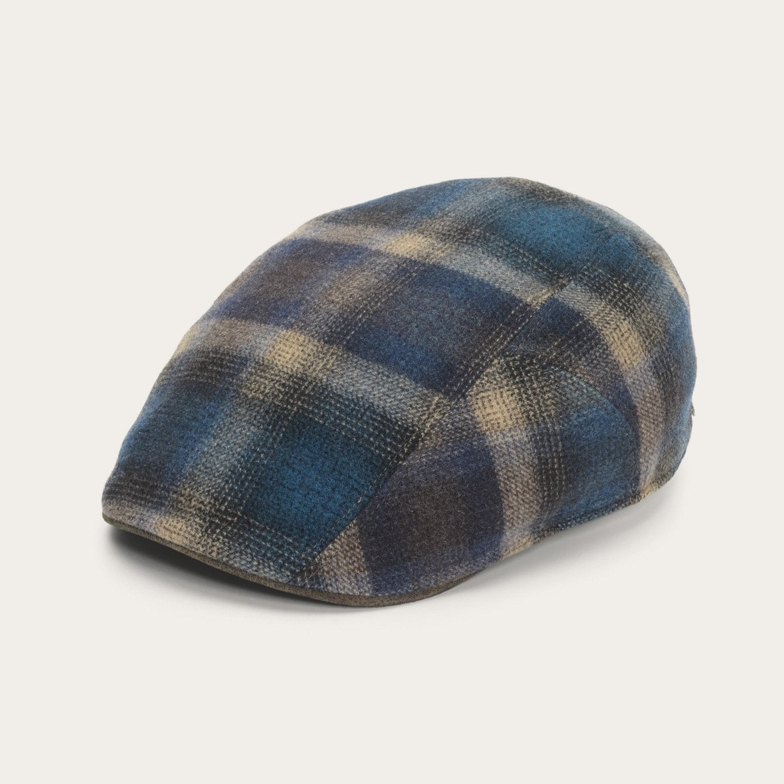 Ivy Virgin Wool Cap Blue Beige Check