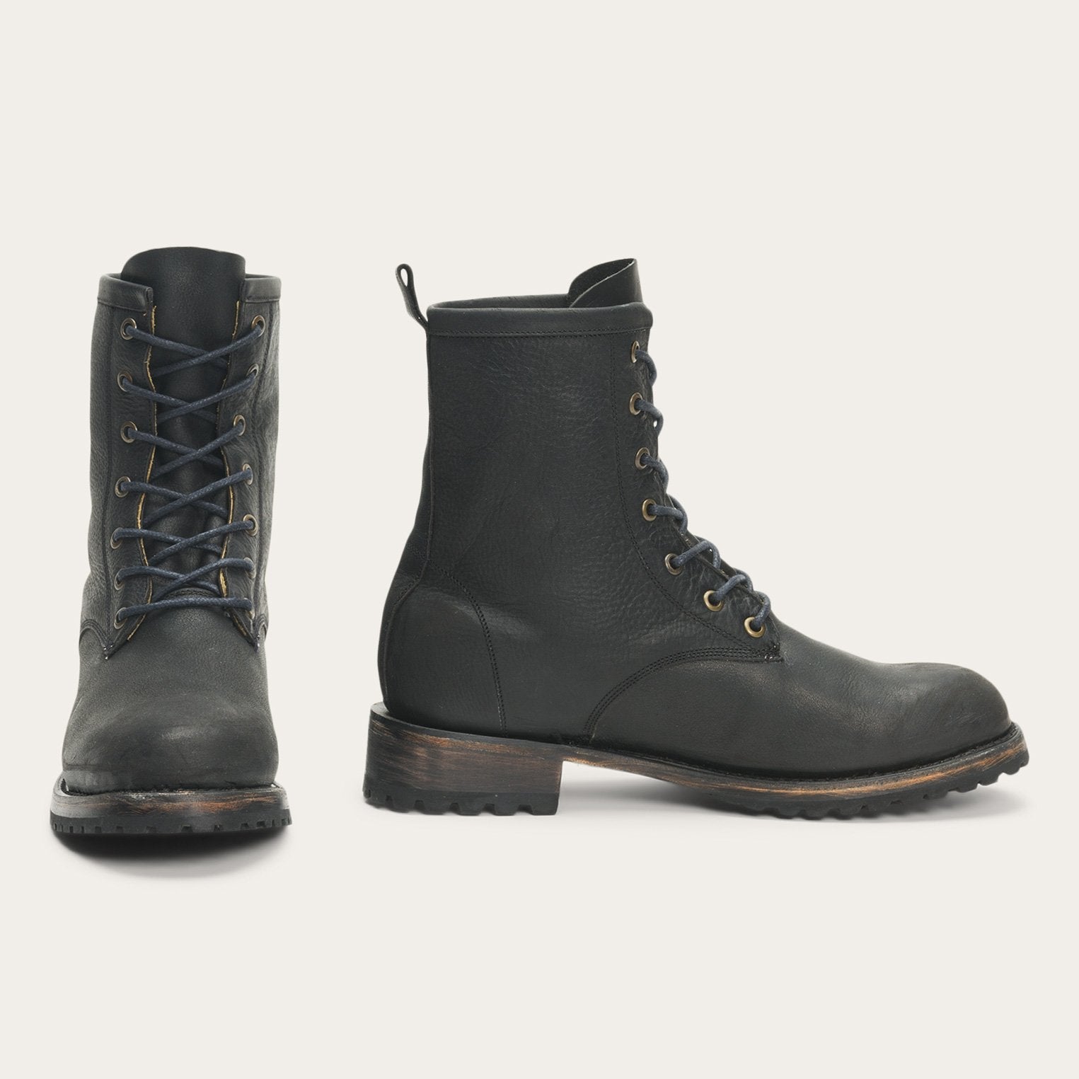 Sam Lace Up Black Leather
