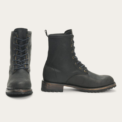 Sam Lace Up Black Leather