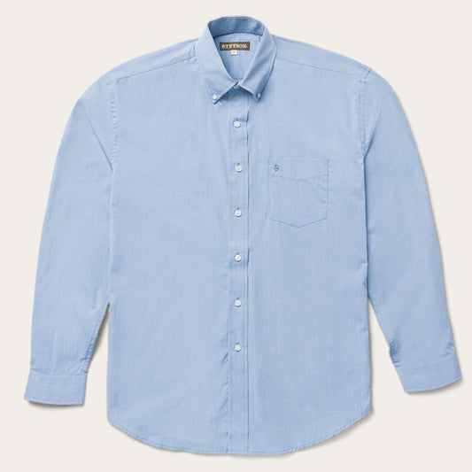 Blue Solid One-Pocket Snap-Front Shirt Blue