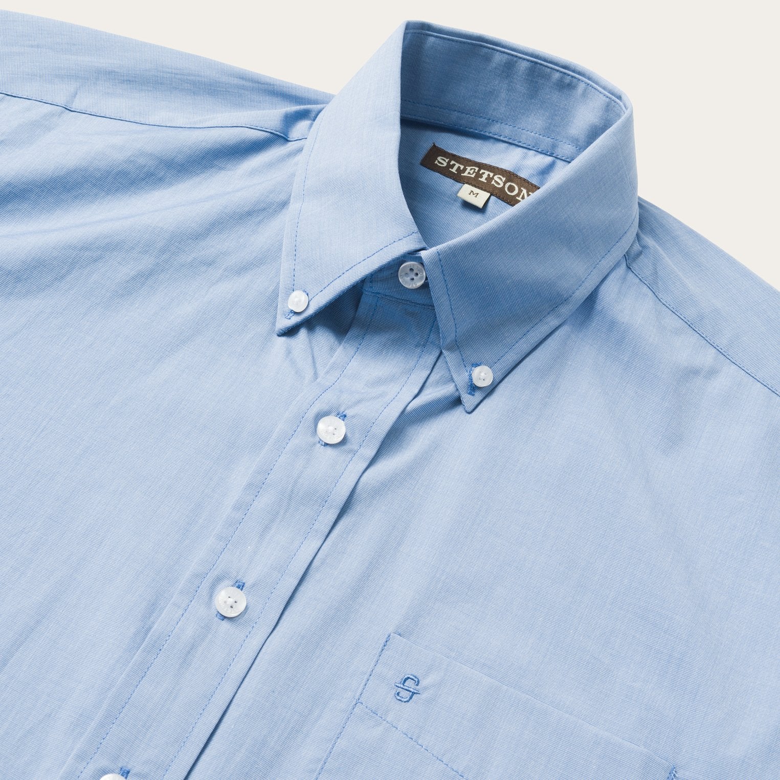 Blue Solid One-Pocket Snap-Front Shirt Blue