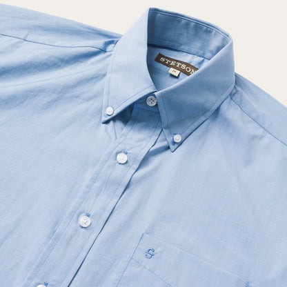 Blue Solid One-Pocket Snap-Front Shirt Blue