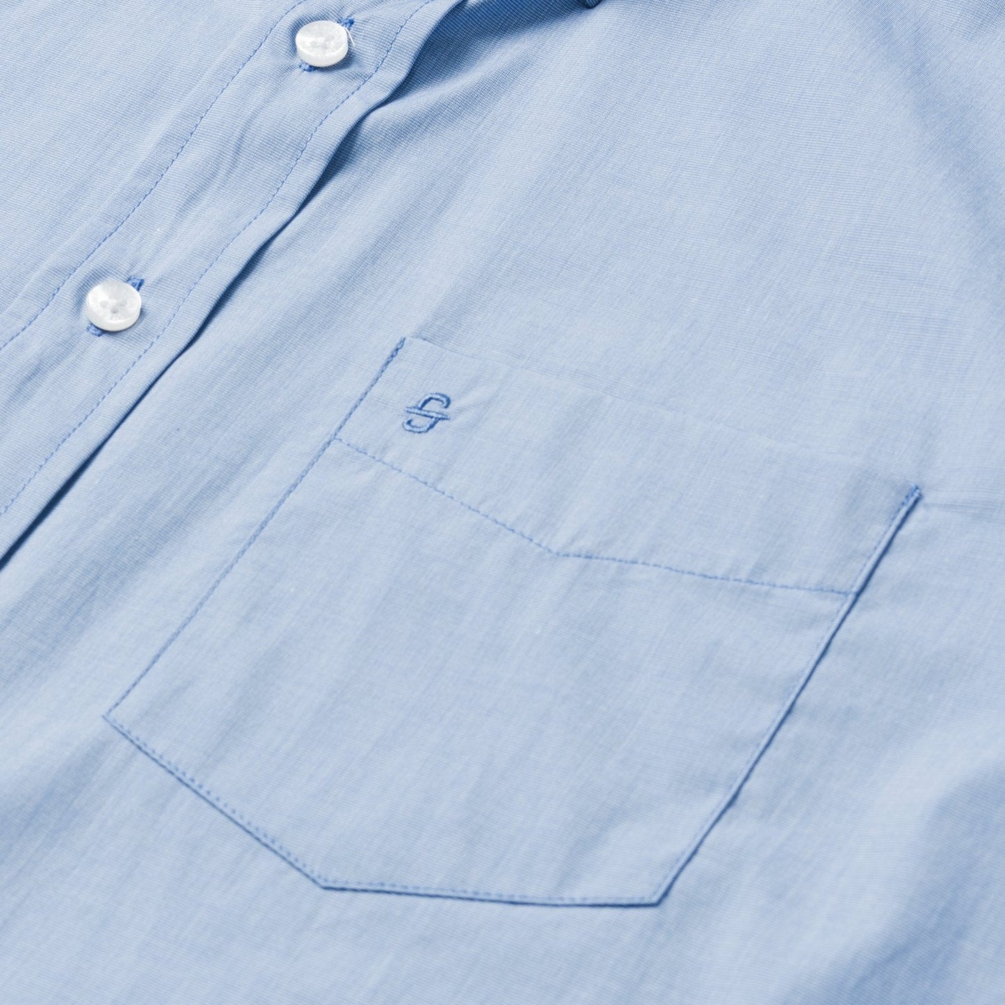 Blue Solid One-Pocket Snap-Front Shirt Blue