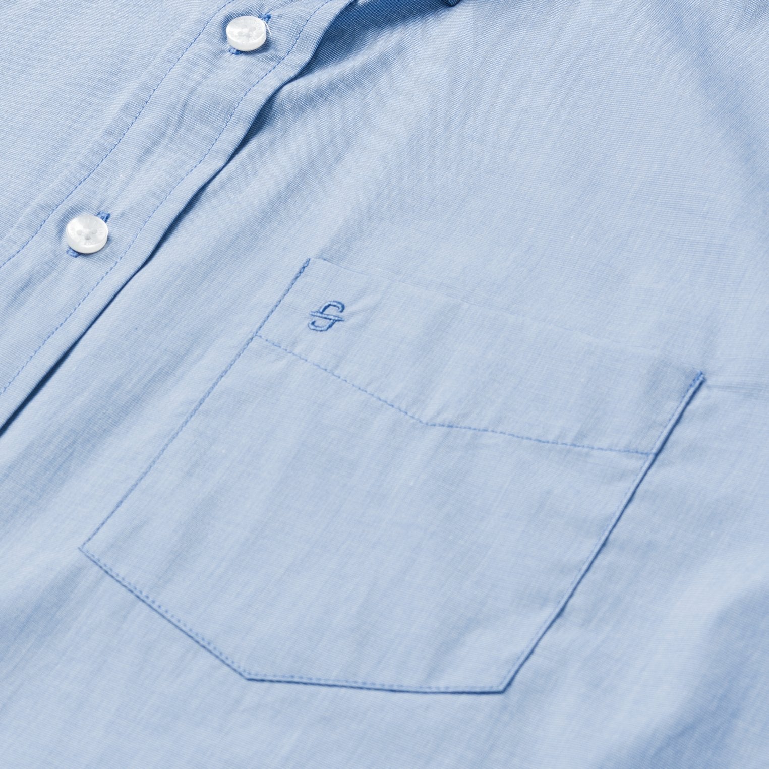 Blue Solid One-Pocket Snap-Front Shirt Blue
