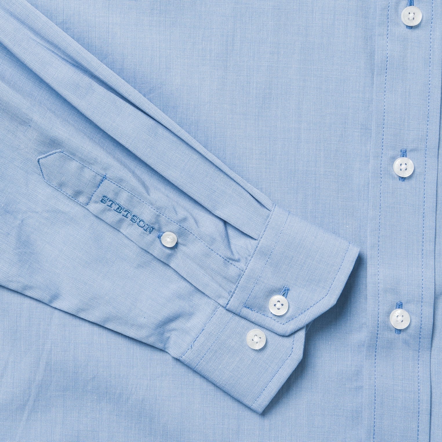 Blue Solid One-Pocket Snap-Front Shirt Blue