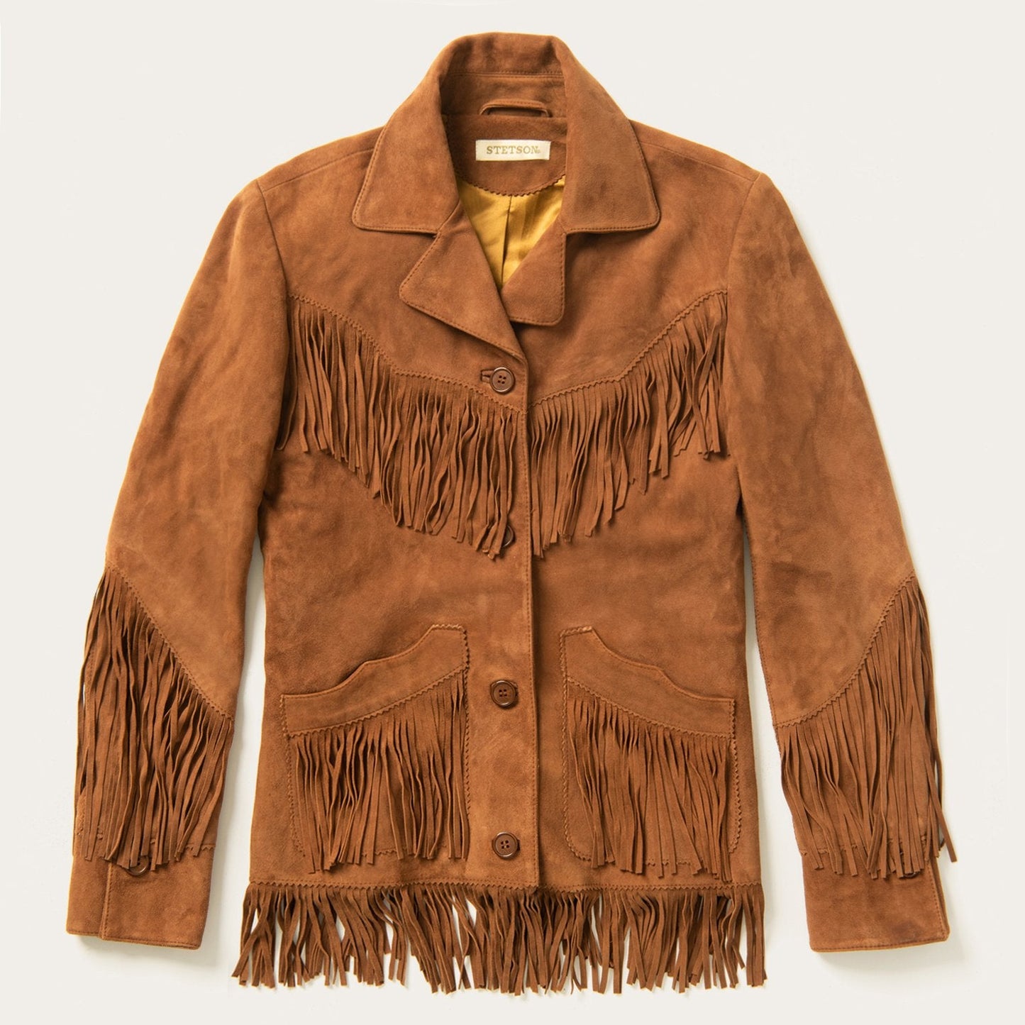 Lamb Suede Fringed Jacket Brown