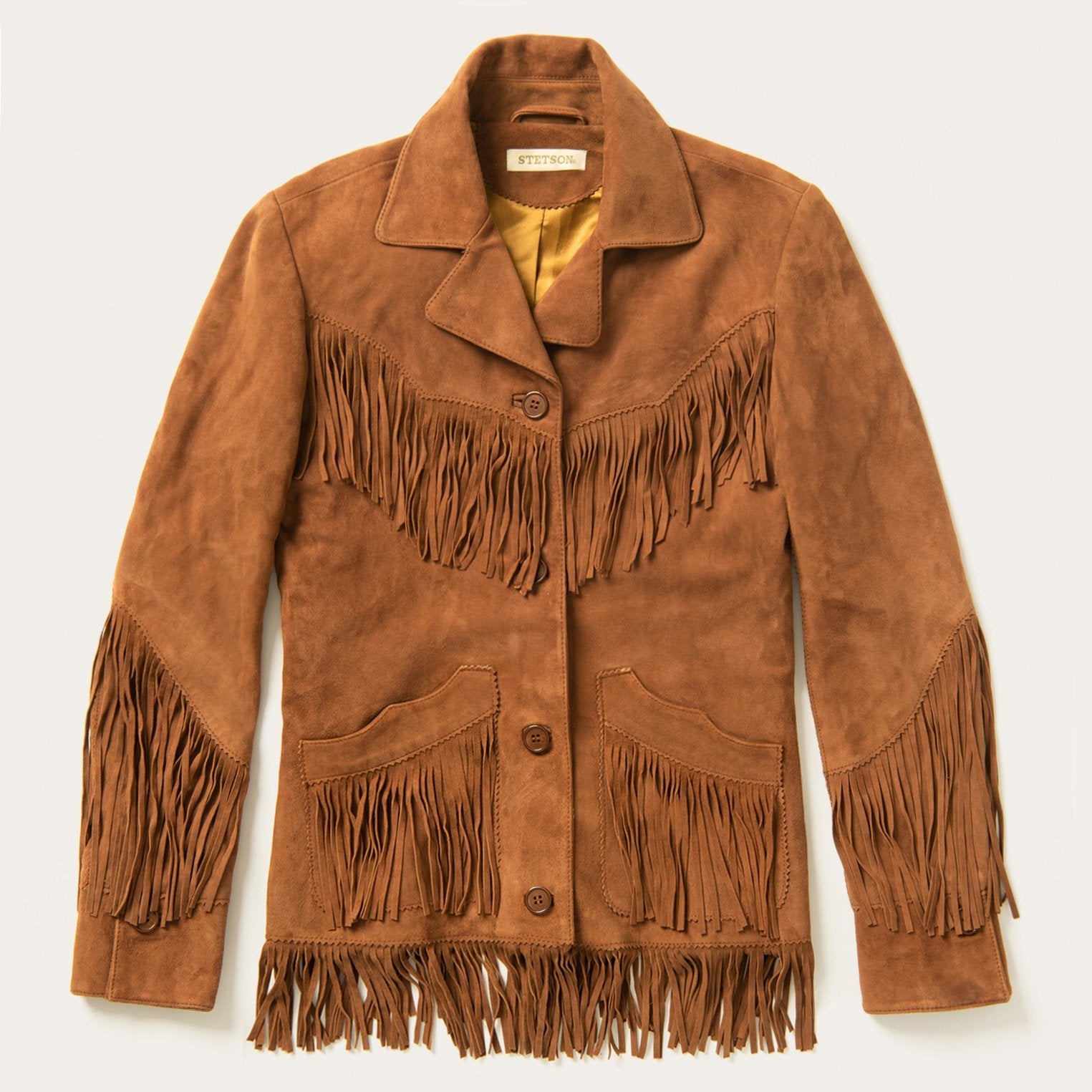 Lamb Suede Fringed Jacket Brown