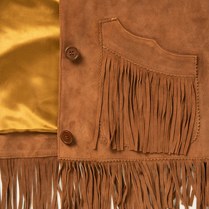 Lamb Suede Fringed Jacket Brown