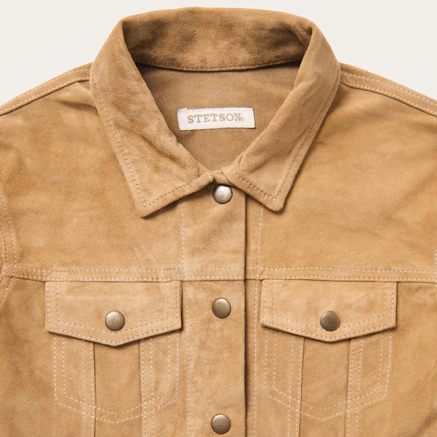 Suede Denim Shirt Jacket Brown