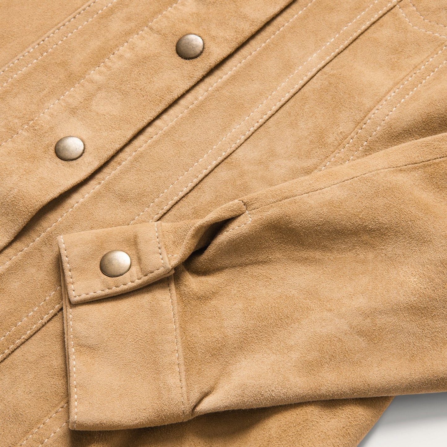 Suede Denim Shirt Jacket Brown
