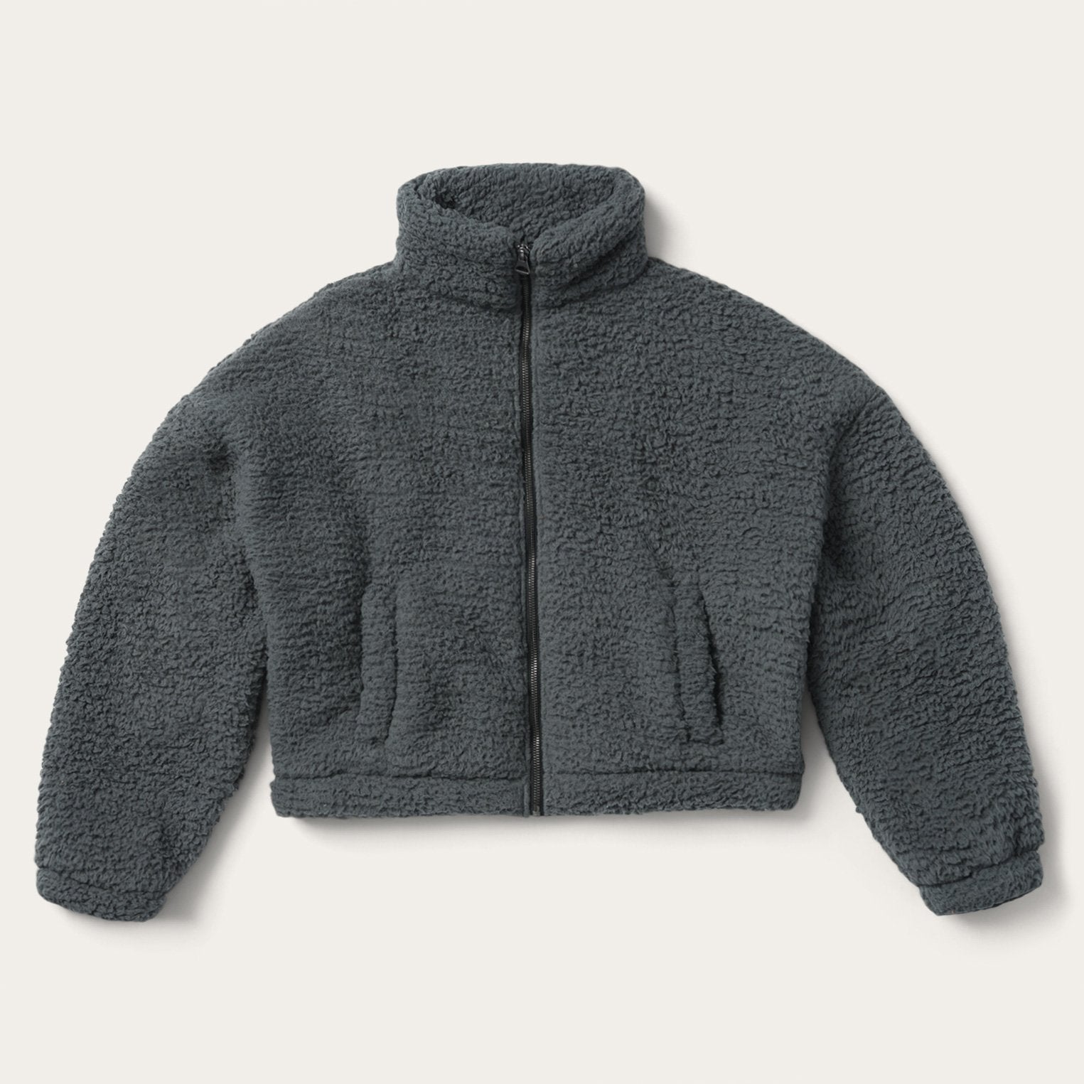 Fuzzy Teddy Bear Fleece Jacket Grey