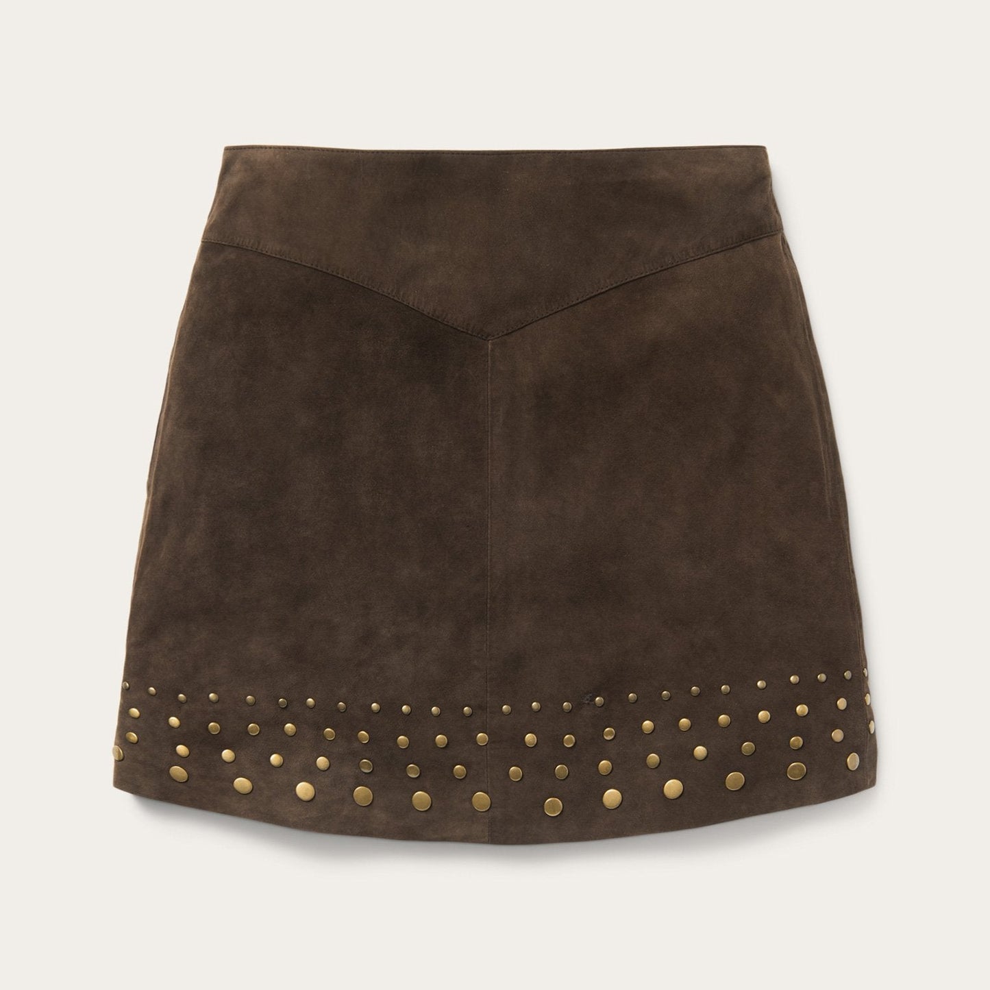 Lamb Suede Skirt with Nailheads Brown