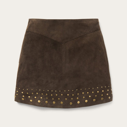 Lamb Suede Skirt with Nailheads Brown