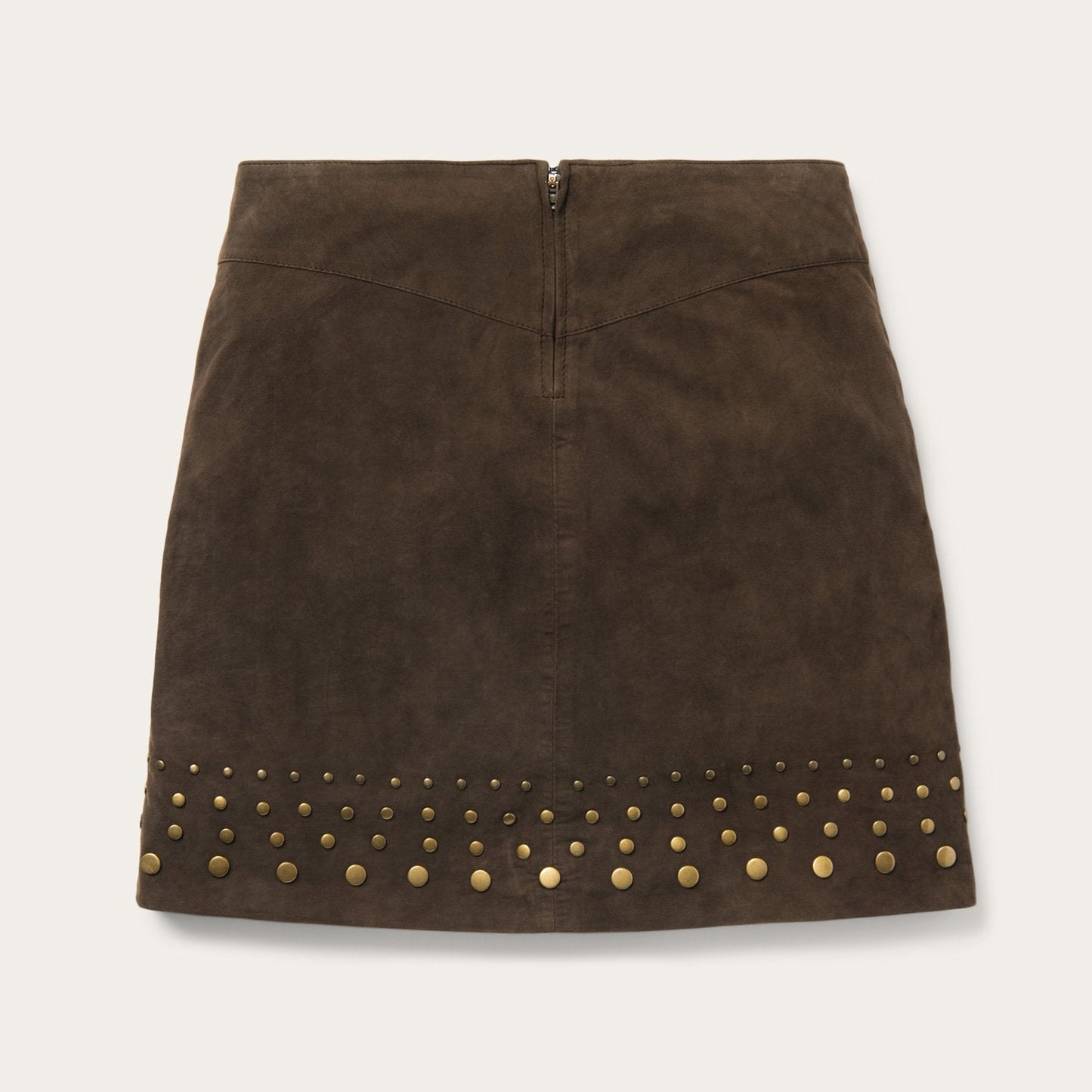 Lamb Suede Skirt with Nailheads Brown