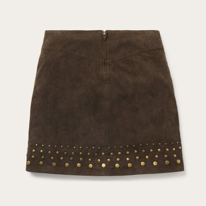 Lamb Suede Skirt with Nailheads Brown
