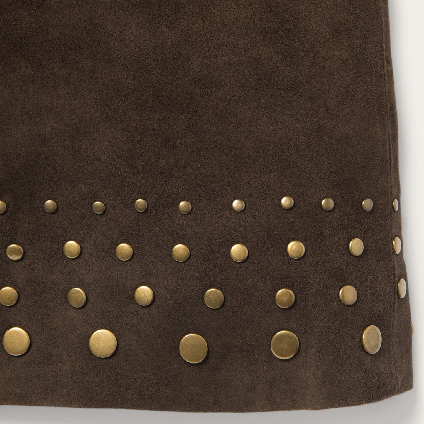 Lamb Suede Skirt with Nailheads Brown