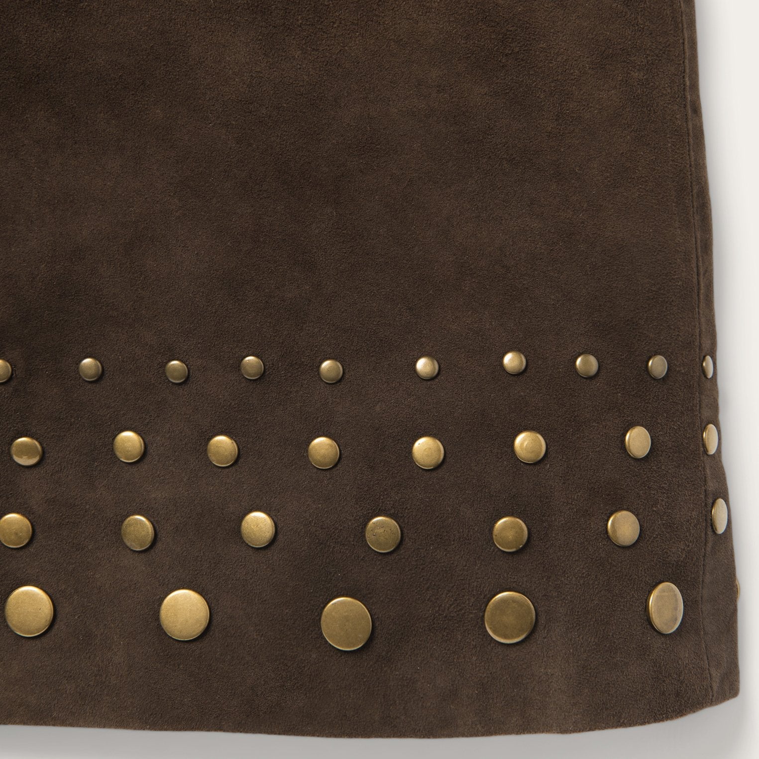 Lamb Suede Skirt with Nailheads Brown