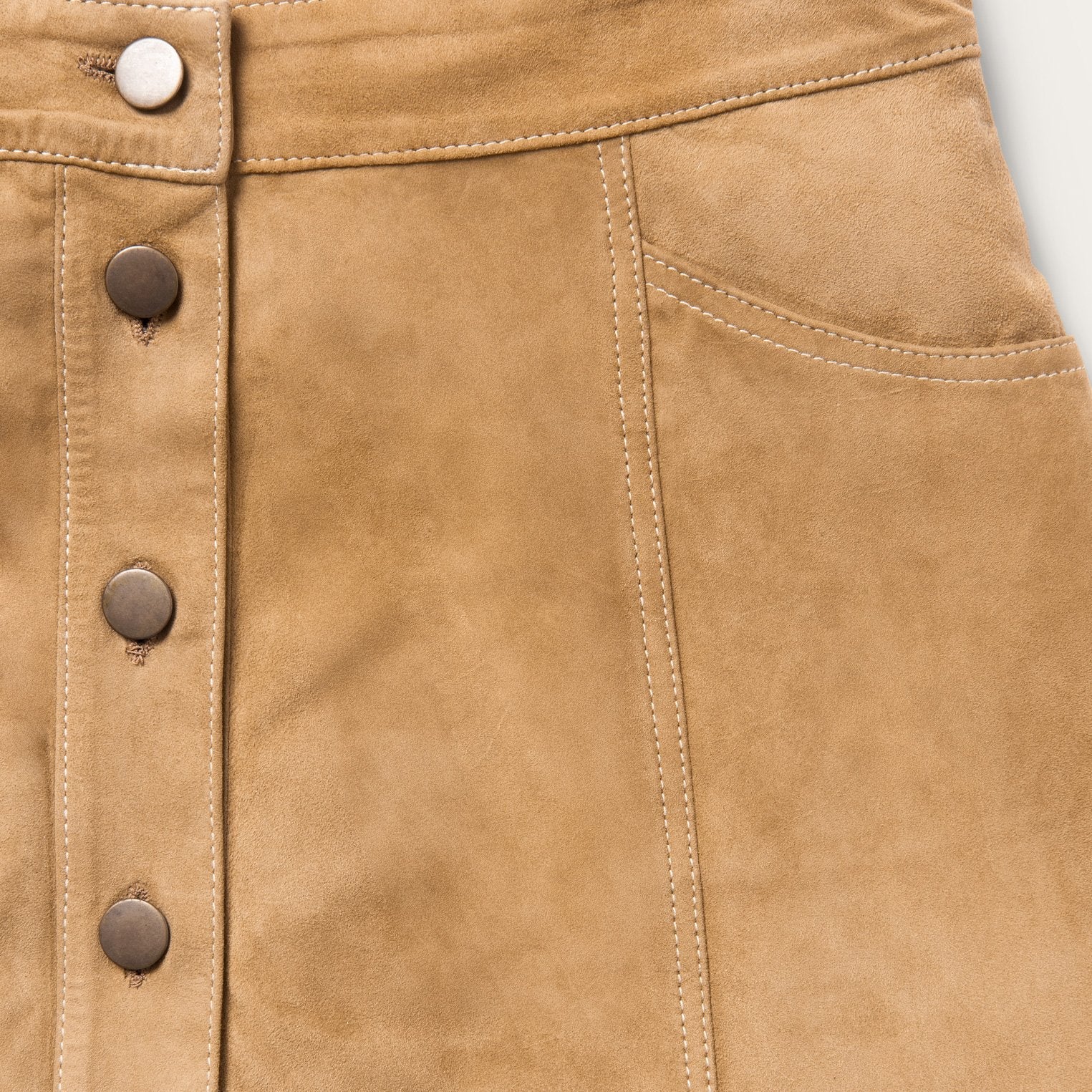 Lamb Suede Gored Skirt Brown