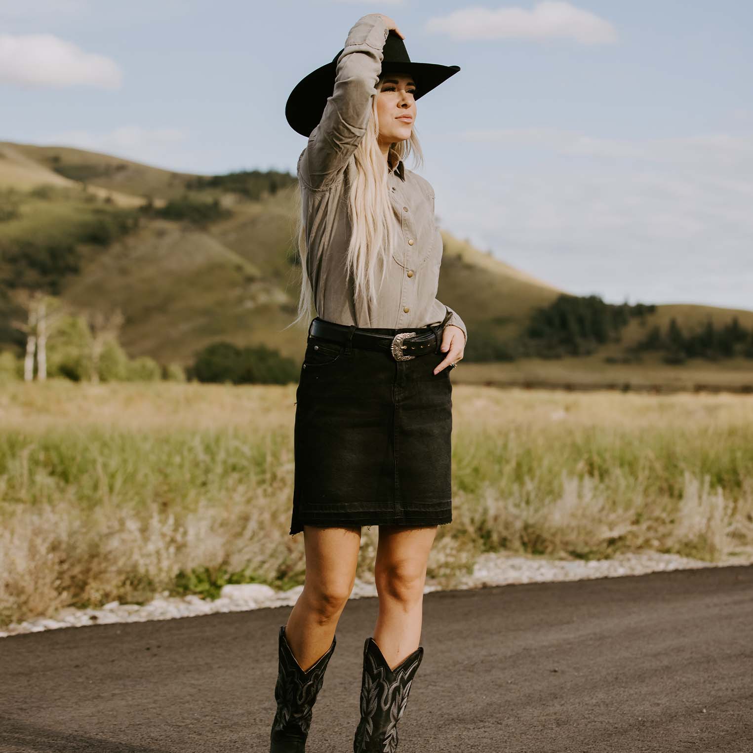 Black Denim 5-Pocket Skirt Black