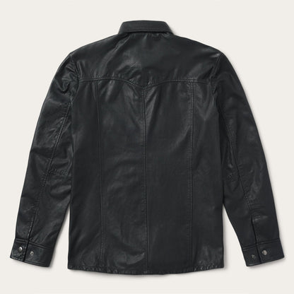 Leather Western Shirt Jacket Black