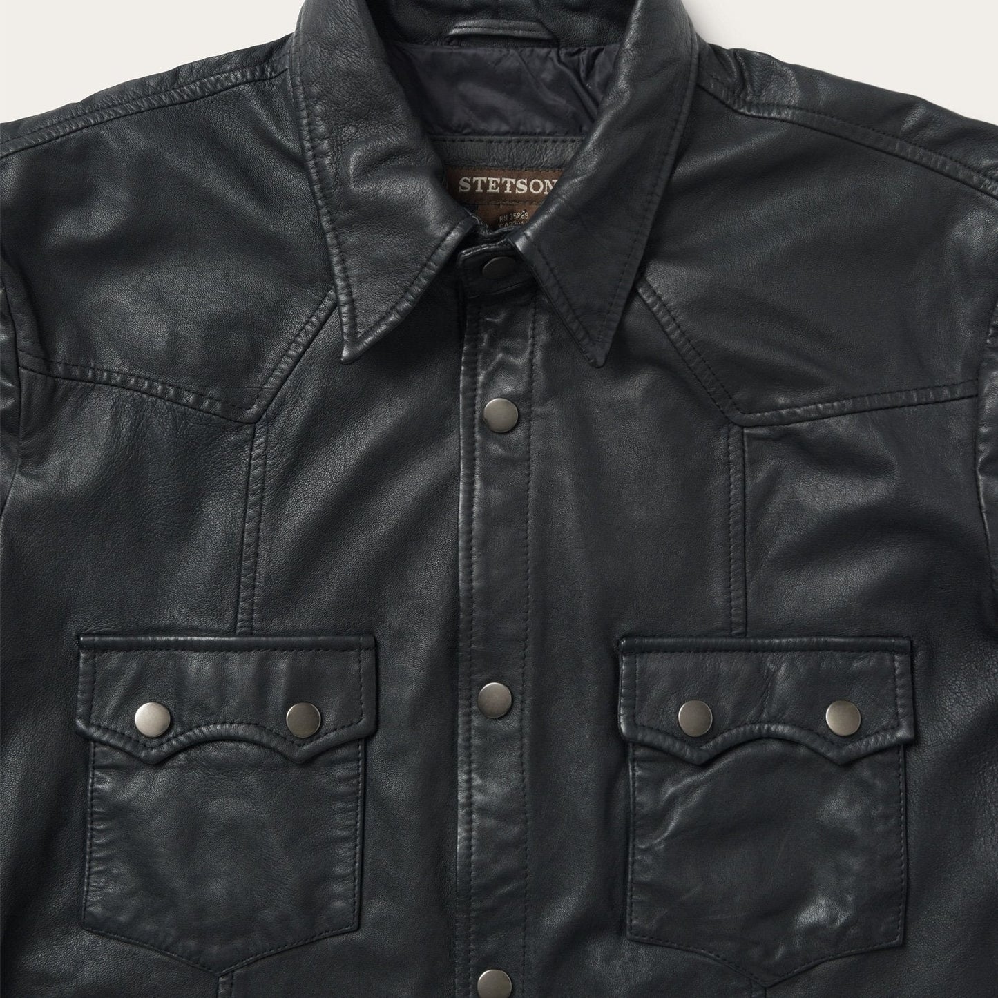 Leather Western Shirt Jacket Black