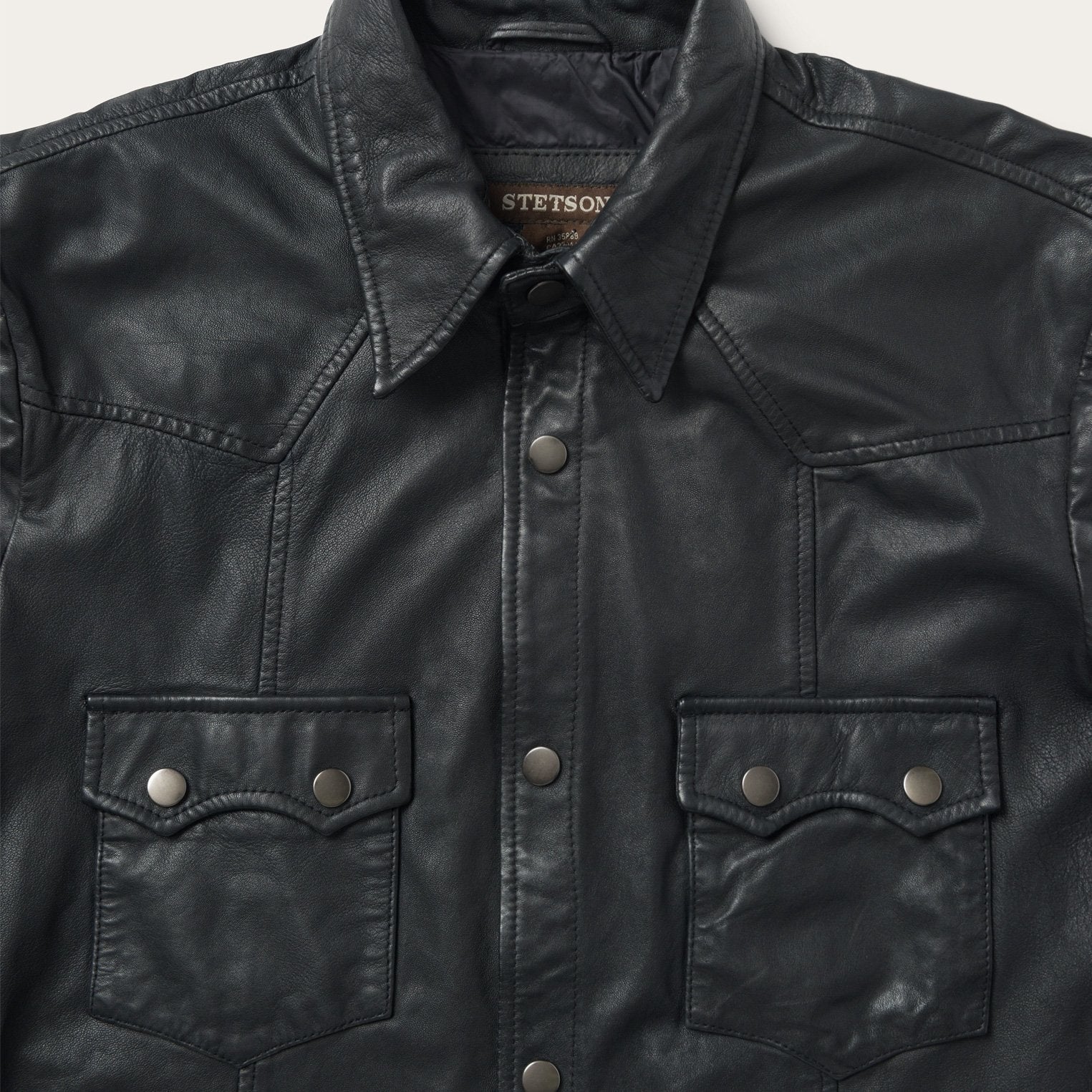 Leather Western Shirt Jacket Black