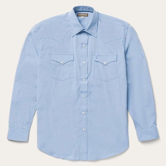 Blue End On End Solid Shirt Blue
