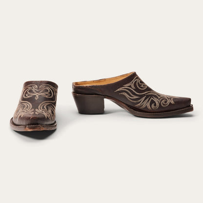 Adley Vintage Finished Leather Mules Brown