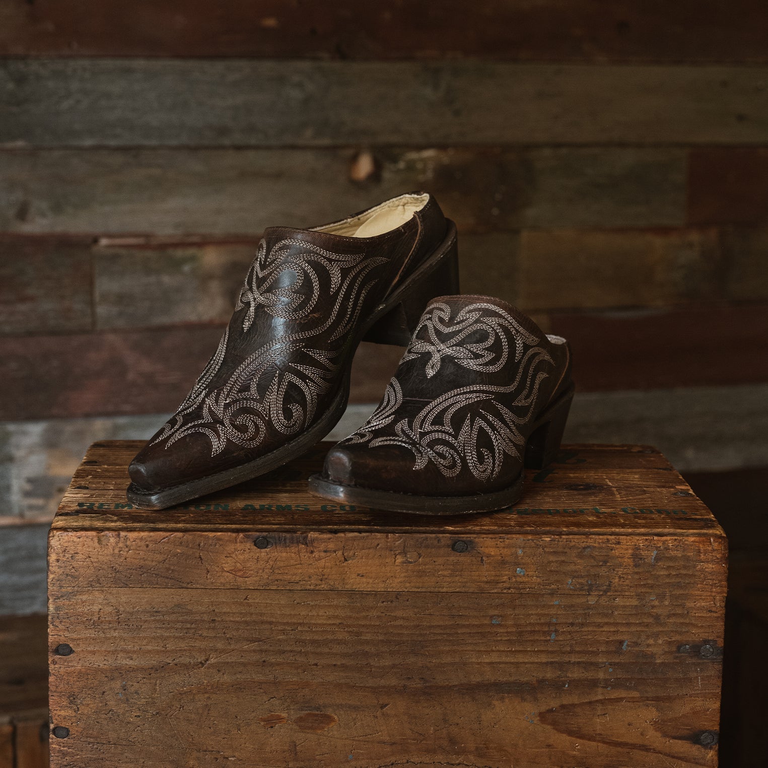 Adley Vintage Finished Leather Mules Brown