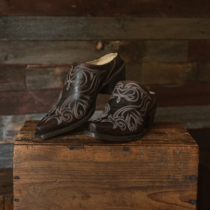 Adley Vintage Finished Leather Mules Brown