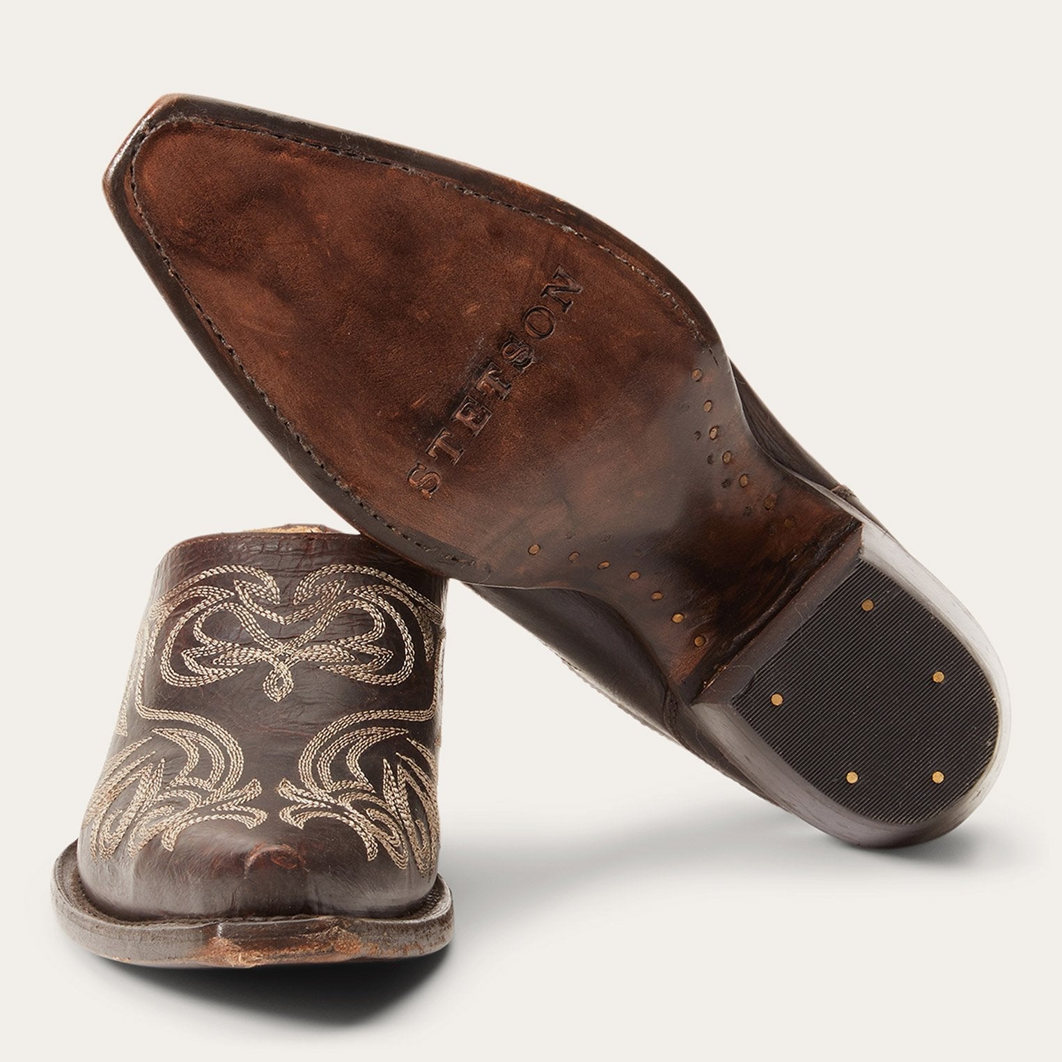 Adley Vintage Finished Leather Mules Brown
