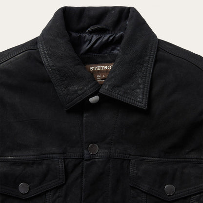 Leather Jean Jacket Black
