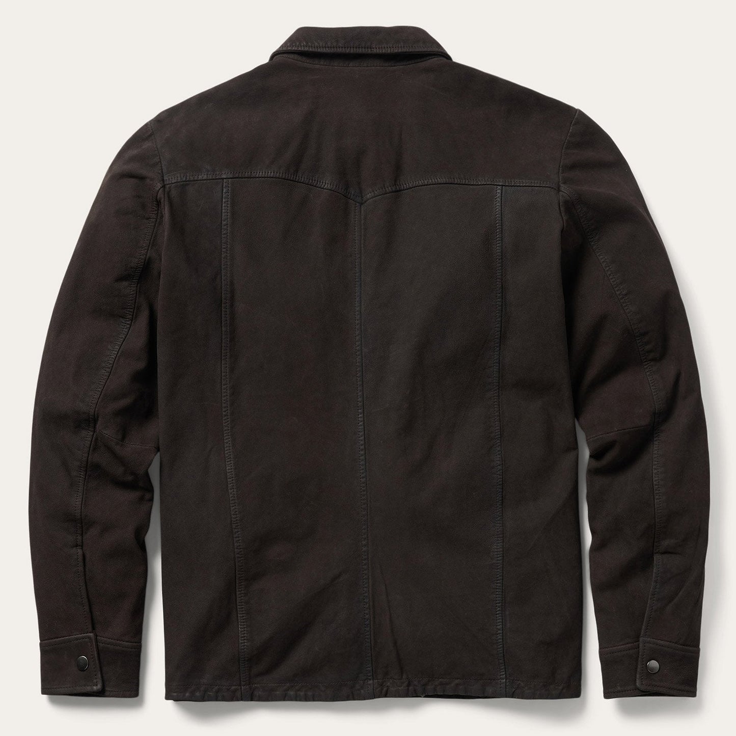 Leather Western Shirt Jacket Brown