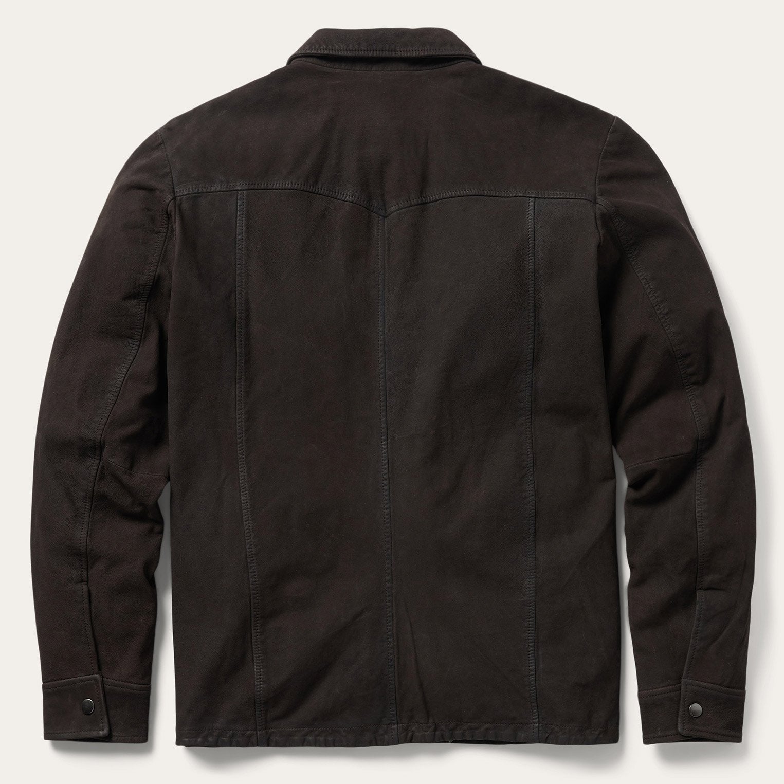 Leather Western Shirt Jacket Brown