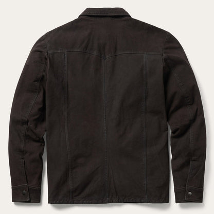 Leather Western Shirt Jacket Brown