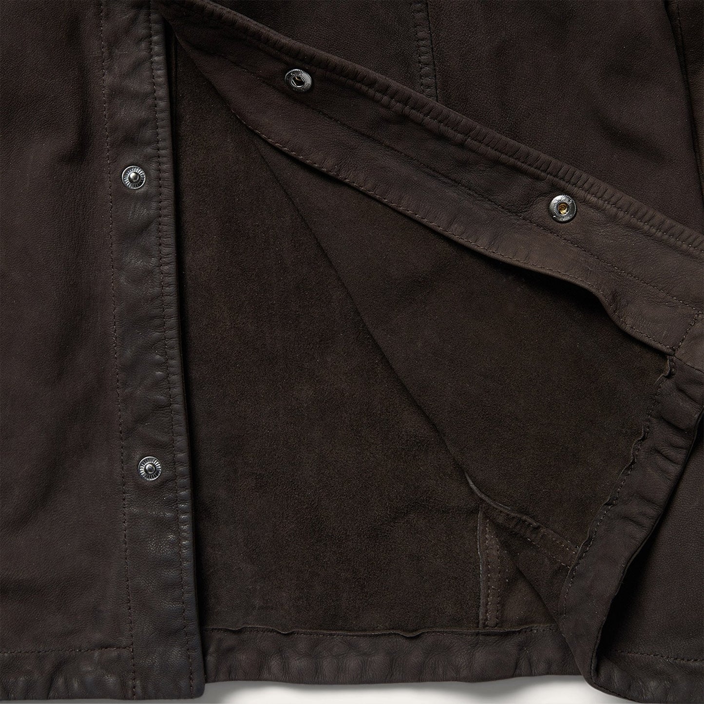 Leather Western Shirt Jacket Brown