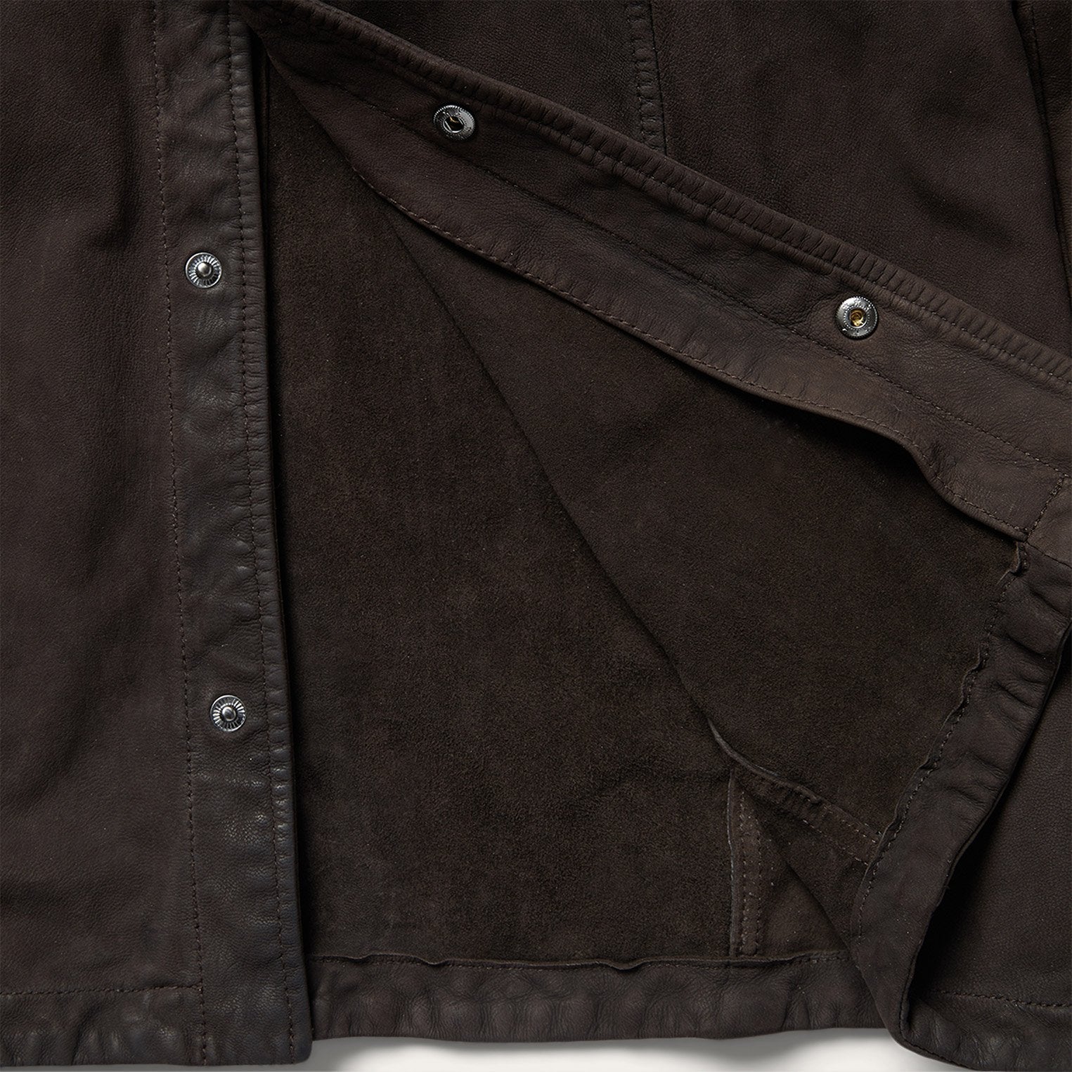 Leather Western Shirt Jacket Brown