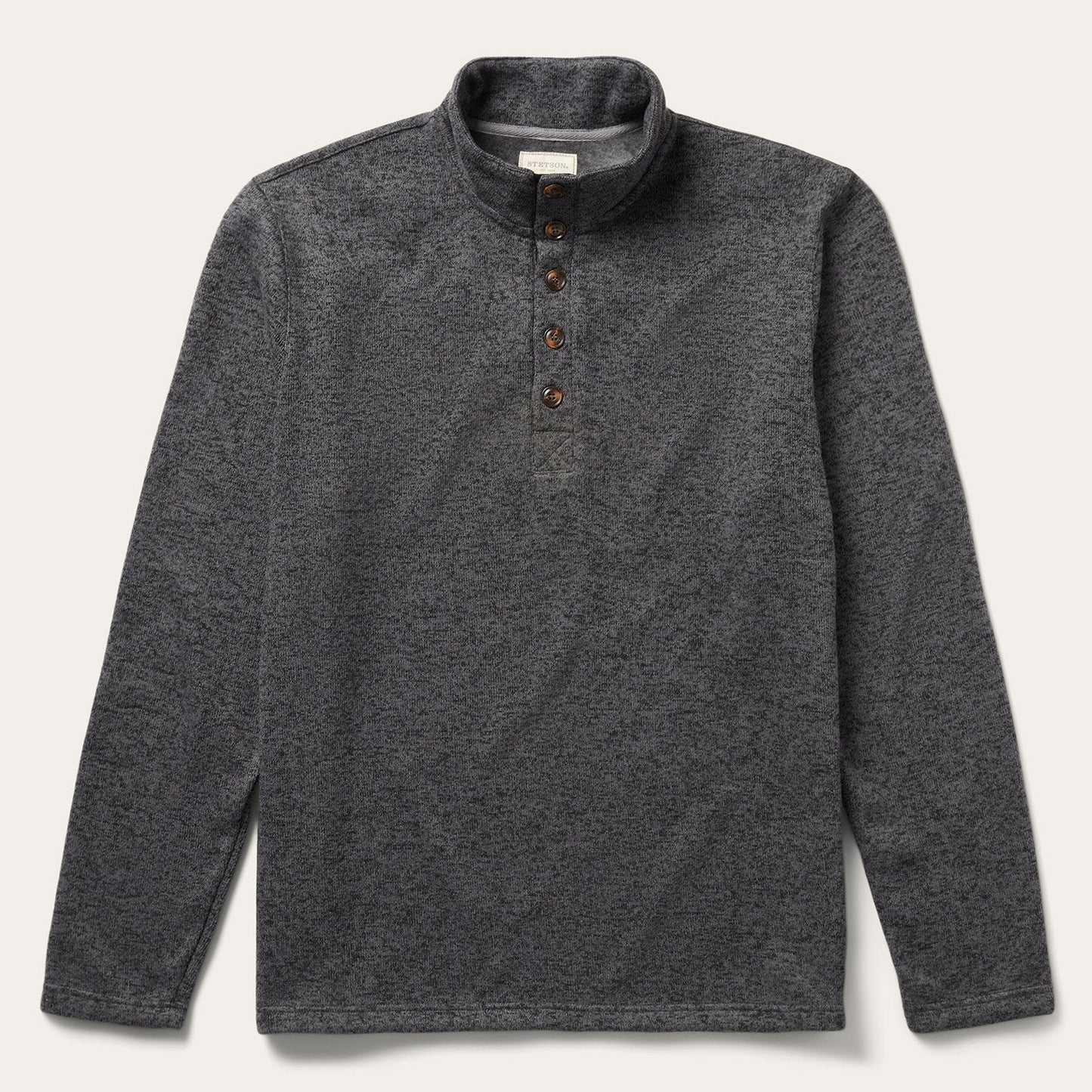 Button-Front Grey Pullover Knit Sweater Grey