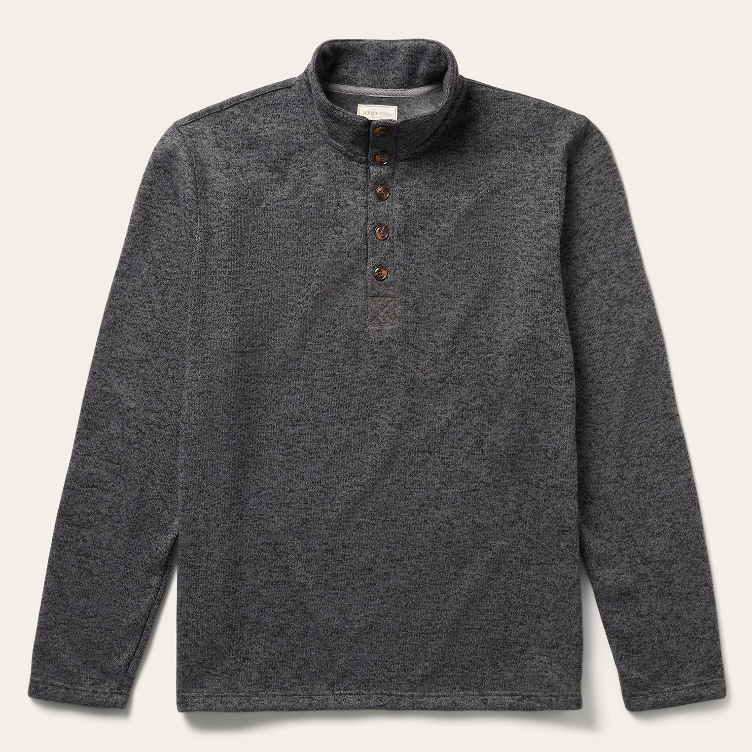 Button-Front Grey Pullover Knit Sweater Grey