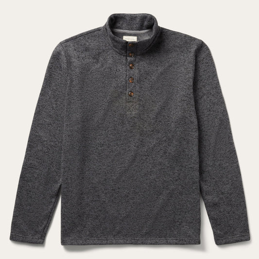 Button-Front Grey Pullover Knit Sweater Grey