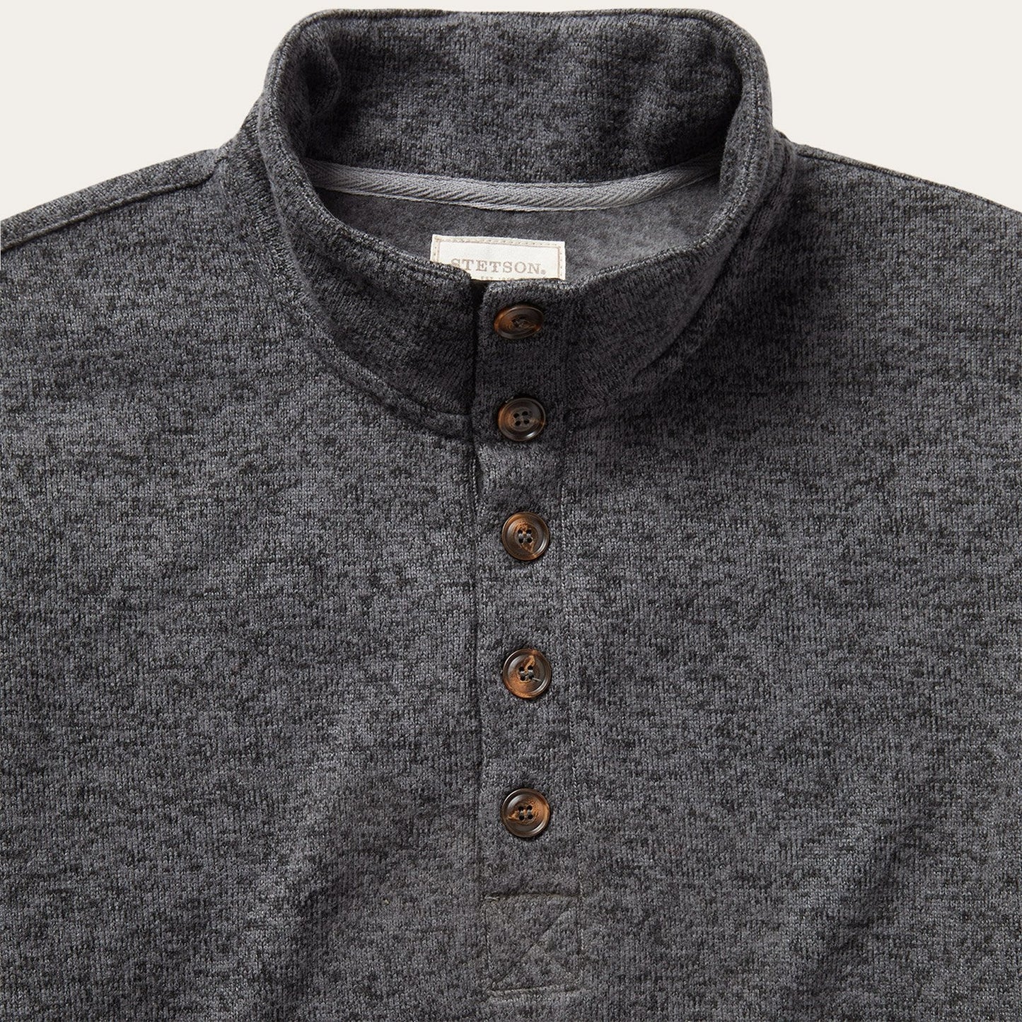 Button-Front Grey Pullover Knit Sweater Grey