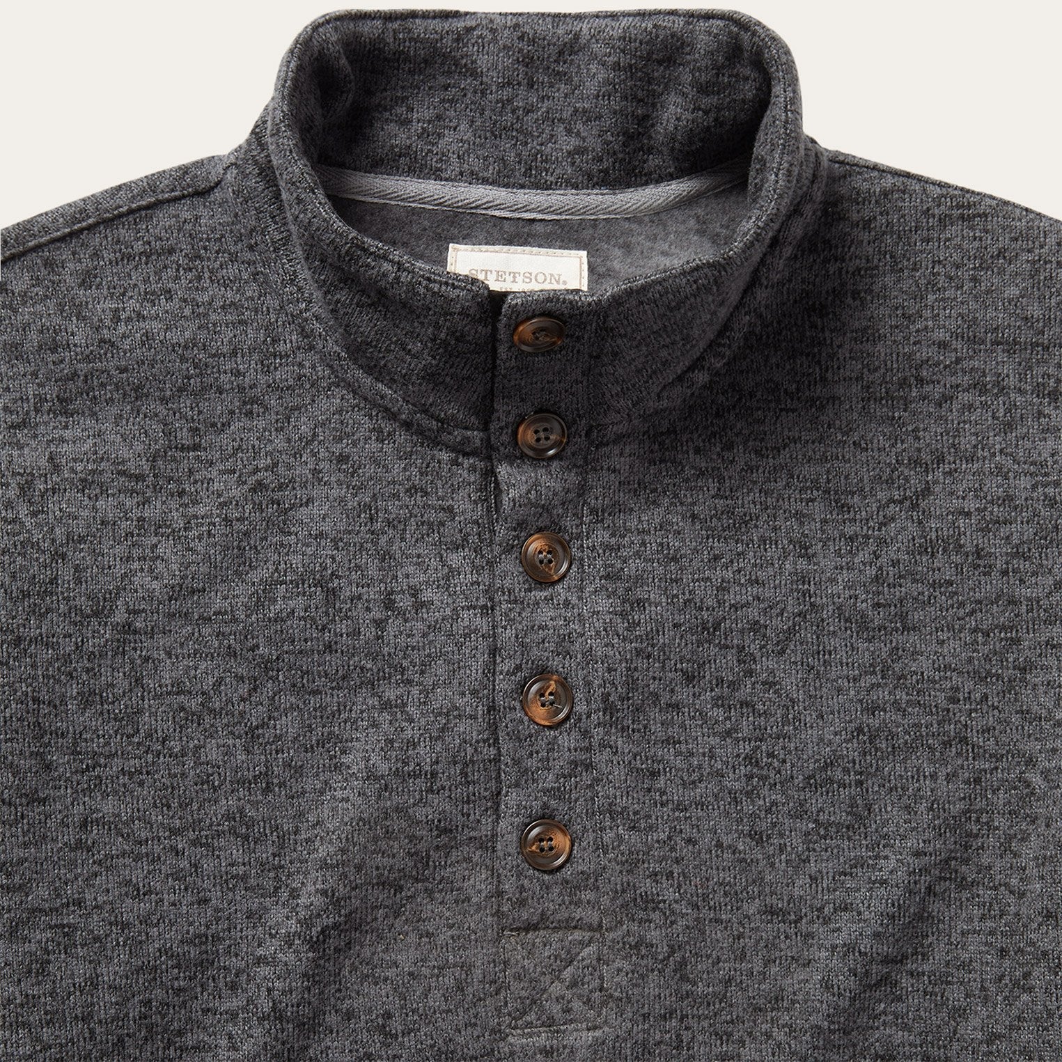 Button-Front Grey Pullover Knit Sweater Grey