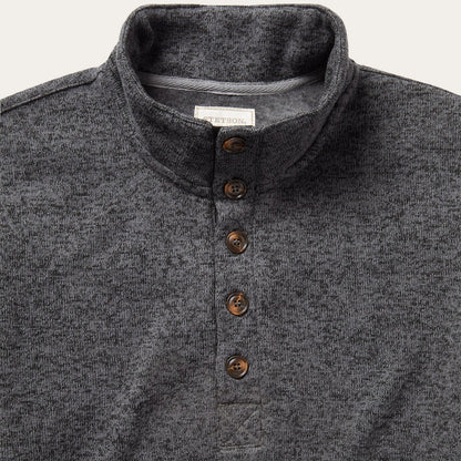Button-Front Grey Pullover Knit Sweater Grey