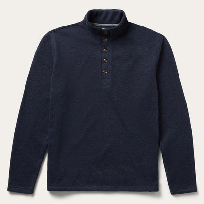 Button-Front Blue Pullover Knit Sweater Blue