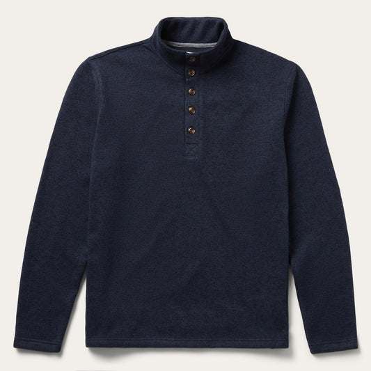 Button-Front Blue Pullover Knit Sweater Blue