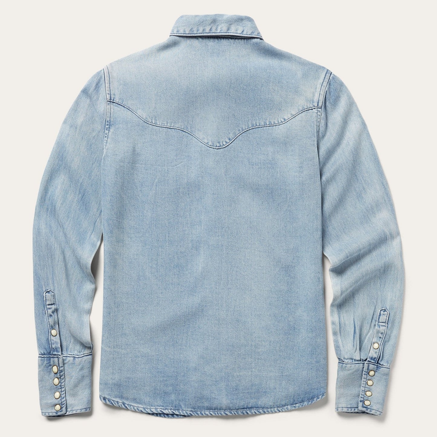 Curved Yoke Western Denim Shirt Blue