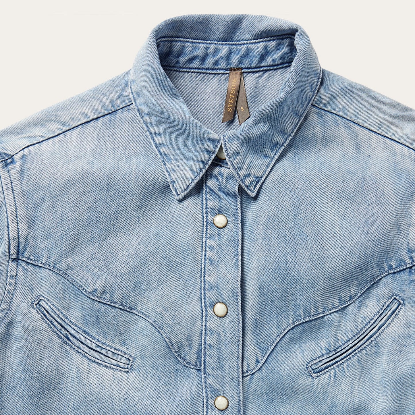Curved Yoke Western Denim Shirt Blue